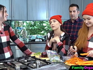 FamilyOrgasm - Easygoing parent heads to the Kitchen While the ladies Cook