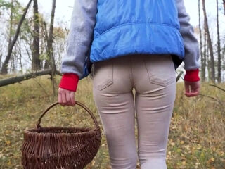 Cougar In cock-squeezing trousers ambling In The forest bootie Fetish