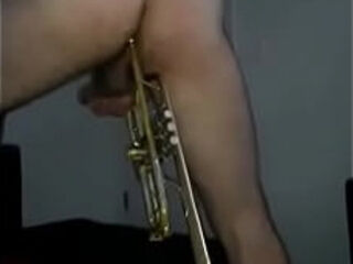 Pro musician arse penetrated with trumpet by girl buddy