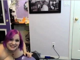 Purple-Haired inexperienced with fat jugs on web cam